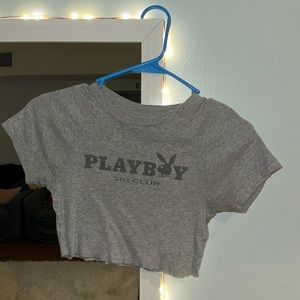 Super cropped, Gray, Playboy baby tee by Pacsun. Size Small
